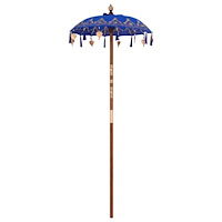 vidaXL Balinesisk Parasol Blå (90-100) x 260 cm Bomull och massivt trä