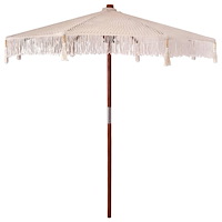 vidaXL Parasoll Kräm (250-255) x 250 cm Bomull och massivt trä