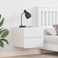 vidaXL Sängbord med låda 2 pcs Vit 39 x 34 x 33 cm Massiv furu