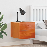 vidaXL Sängbord med låda Vaxbrun 39 x 34 x 33 cm Massiv furu
