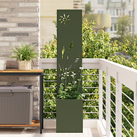 vidaXL Trädgårdsplanterare med dekorativ panel Olivgrön 32 x 140 cm