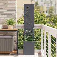 vidaXL Trädgårdsplanterare med dekorativ panel Antracit 32 x 140 cm