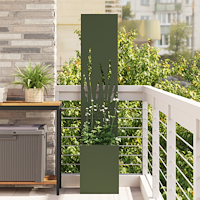 vidaXL Trädgårdsplanterare med dekorativ panel Olivgrön 32 x 140 cm