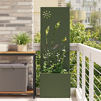 vidaXL Trädgårdsplanterare med dekorativ panel Olivgrön 50 x 140 cm