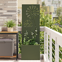 vidaXL Trädgårdsplanterare med dekorativ panel Olivgrön 50 x 140 cm