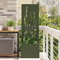 vidaXL Trädgårdsplanterare med dekorativ panel Olivgrön 50 x 140 cm