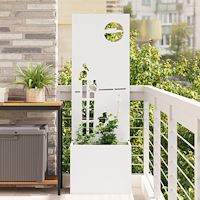 vidaXL Trädgårdsplanterare med dekorativ panel Vit 50 x 140 cm