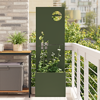 vidaXL Trädgårdsplanterare med dekorativ panel Olivgrön 50 x 140 cm