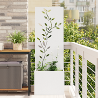 vidaXL Trädgårdsplanterare med dekorativ panel Vit 50 x 140 cm