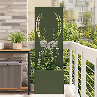 vidaXL Trädgårdsplanterare med dekorativ panel Olivgrön 50 x 140 cm