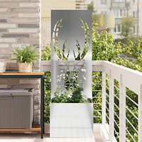 vidaXL Trädgårdsplanterare med dekorativ panel Silver 50 x 140 cm