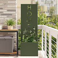 vidaXL Trädgårdsplanterare med dekorativ panel Olivgrön 50 x 140 cm