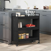 vidaXL Köksvagn Svart ek 70 x 30 x 82 cm Konstruerat trä