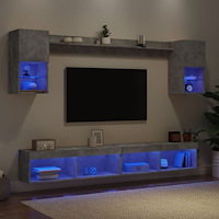 vidaXL Tv-bänk 6 delar LED betonggrå konstruerat trä