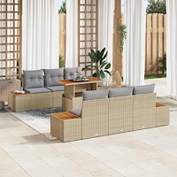 vidaXL Trädgårdsmöbelset 7 pcs Beige och Grå 100 x 55 x 73 cm