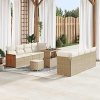 vidaXL Trädgårdsoffset 11 pcs beige och gräddvit 90 x 55 x 71 cm