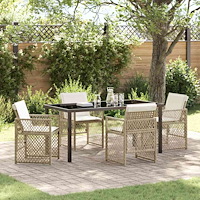 vidaXL Trädgårdsmöbelset 5 pcs Beige konstrotting