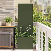 vidaXL Trädgårdsplanterare med dekorativ panel Olivgrön 50 x 140 cm
