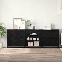vidaXL Sideboard 3 pcs Svart ek 70 x 41 x 75 cm Konstruerat trä