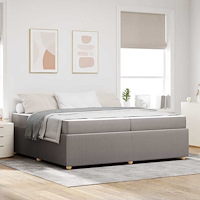 vidaXL Sängram med madrass med madrass Taupe 200 x 200 cm tyg