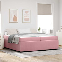 vidaXL Sängram med madrass med madrass Rosa 200 x 200 cm Sammet
