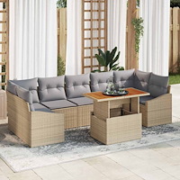 vidaXL Trädgårdsoffset med kudde med lagring 8 pcs Beige, ljusgrå