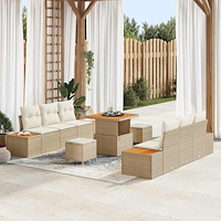vidaXL Trädgårdsoffset 9 pcs Beige och gräddfärgad 80 x 80 x 71 cm