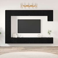 vidaXL TV-bänkset 9 pcs Svart ek 100 x 30 x 30.5 cm Konstruerat trä