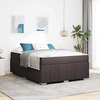 vidaXL Sängram med madrass Mörkbrun 140 x 200 cm tyg