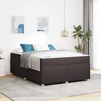 vidaXL Sängram med madrass Mörkbrun 140 x 200 cm tyg