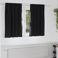 vidaXL Gardiner med gardiner 2 pcs Svart Polyester