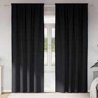 vidaXL Gardiner med gardiner 2 pcs Svart Polyester