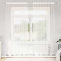 vidaXL Gardiner med gardiner Blommor Vit 150 x 240 cm Polyester