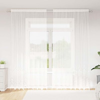 vidaXL Gardiner med gardiner Blommor Vit 200 x 280 cm Polyester
