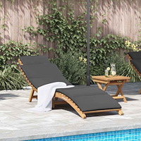 vidaXL Solstol med kudde Mörkgrå 188 x 55 x 59 cm Massivt teakträ