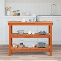 vidaXL Arbetsbänk med hylla Vaxbrun 110.5 x 50 x 80 cm Massiv furu