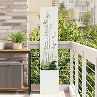 vidaXL Trädgårdsplanterare med dekorativ panel Vit 32 x 140 cm