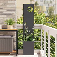 vidaXL Trädgårdsplanterare med dekorativ panel Svart 32 x 140 cm