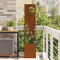 vidaXL Trädgårdsplanterare med dekorativ panel Rostig 32 x 140 cm