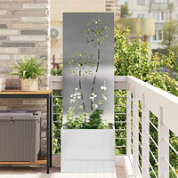 vidaXL Trädgårdsplanterare med dekorativ panel Silver 50 x 140 cm