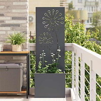 vidaXL Trädgårdsplanterare med dekorativ panel Antracit 50 x 140 cm