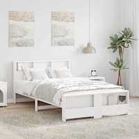 vidaXL Sängram med huvudgavel Vit 140 x 190 cm Massiv furu