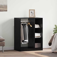 vidaXL Garderob med hylla Svart ek 77 x 48 x 102 cm Konstruerat trä