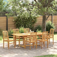 vidaXL Trädgårdsmöbelset 7 pcs Brun 200 x 100 x 75 cm Massivt teakträ