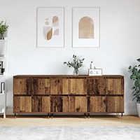 vidaXL Skåp 3 pcs Gammalt trä 180 x 35 x 70 cm Konstruerat trä