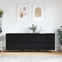 vidaXL Skåp 3 pcs Svart ek 180 x 35 x 70 cm Konstruerat trä