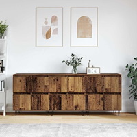 vidaXL Skåp 3 pcs Gammalt trä 180 x 35 x 70 cm Konstruerat trä