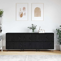 vidaXL Skåp 3 pcs Svart ek 180 x 35 x 70 cm Konstruerat trä
