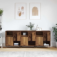 vidaXL Skåp 3 pcs Gammalt trä 180 x 35 x 70 cm Konstruerat trä