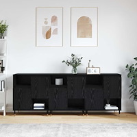 vidaXL Skåp 3 pcs Svart ek 180 x 35 x 70 cm Konstruerat trä